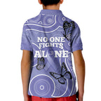 Australia Stomach Cancer Awareness Kid Polo Shirt No One Fights Alone Aboriginal Art