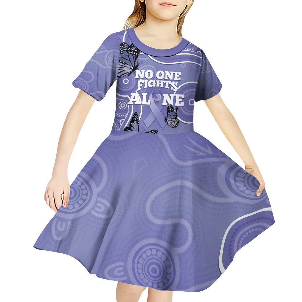 Australia Stomach Cancer Awareness Kid Short Sleeve Dress No One Fights Alone Aboriginal Art