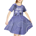 Australia Stomach Cancer Awareness Kid Short Sleeve Dress No One Fights Alone Aboriginal Art