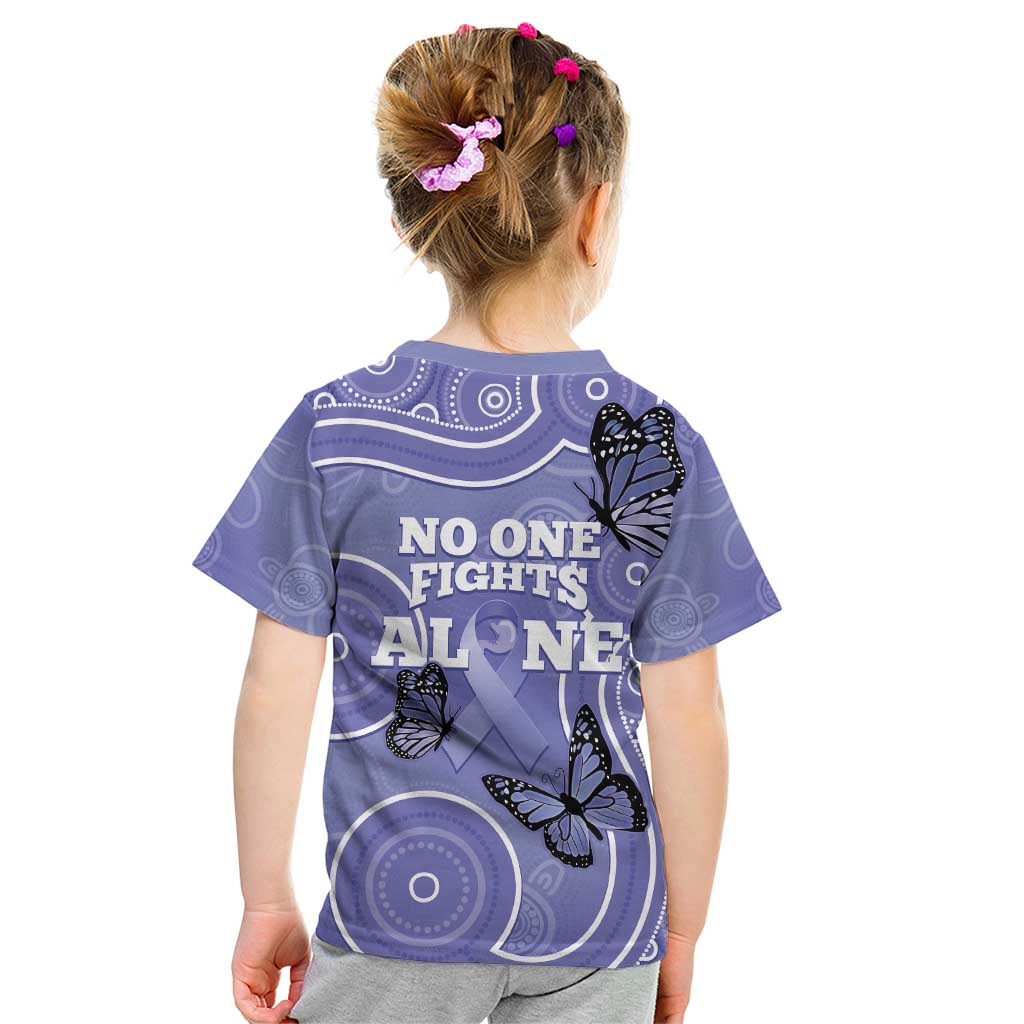 Australia Stomach Cancer Awareness Kid T Shirt No One Fights Alone Aboriginal Art