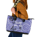 Australia Stomach Cancer Awareness Leather Tote Bag No One Fights Alone Aboriginal Art