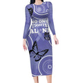Australia Stomach Cancer Awareness Long Sleeve Bodycon Dress No One Fights Alone Aboriginal Art