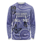 Australia Stomach Cancer Awareness Long Sleeve Shirt No One Fights Alone Aboriginal Art