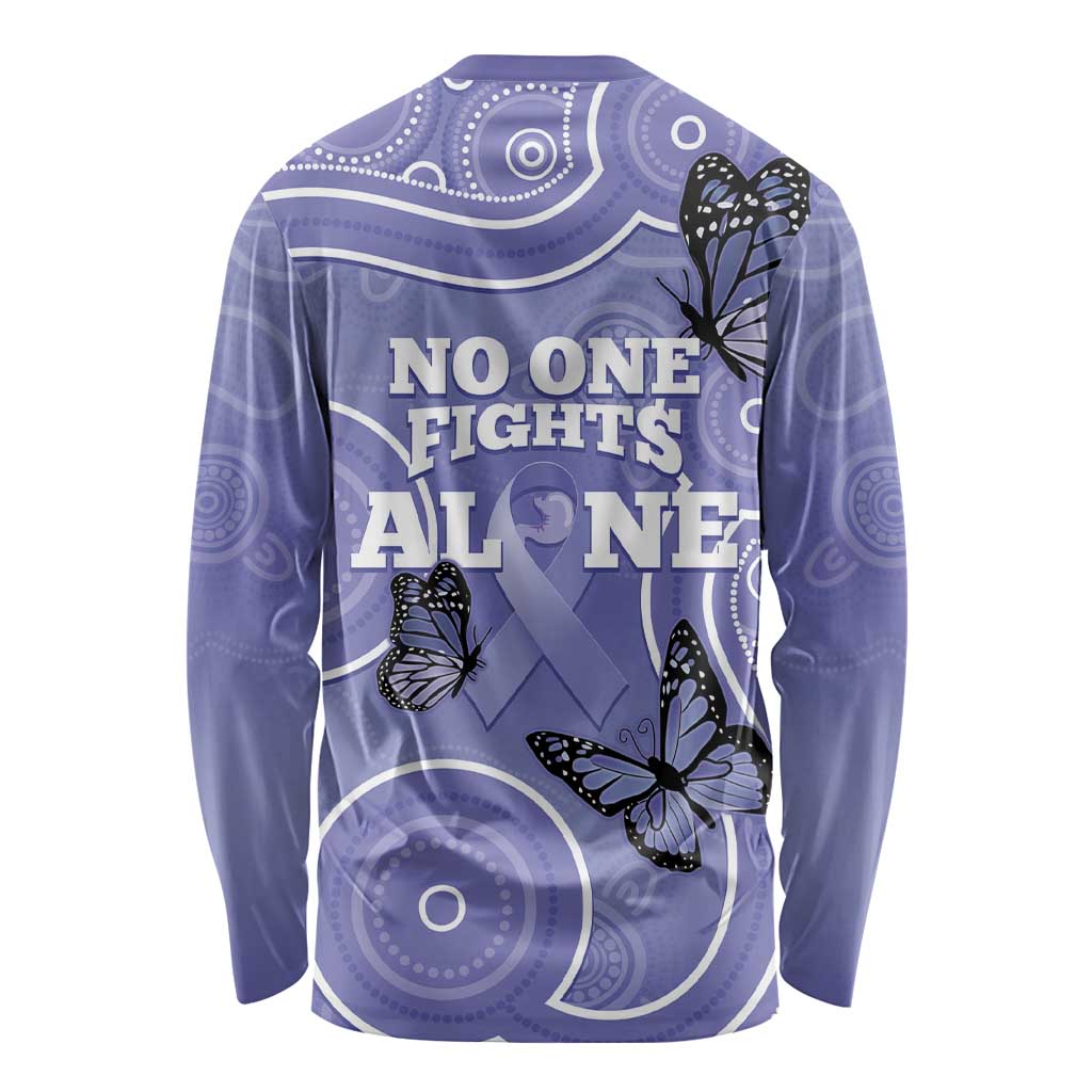 Australia Stomach Cancer Awareness Long Sleeve Shirt No One Fights Alone Aboriginal Art