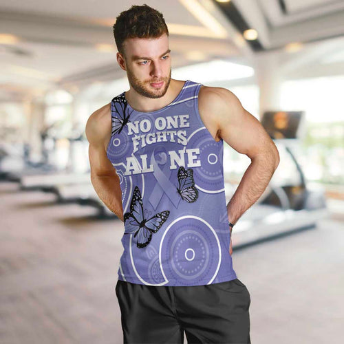 Australia Stomach Cancer Awareness Men Tank Top No One Fights Alone Aboriginal Art