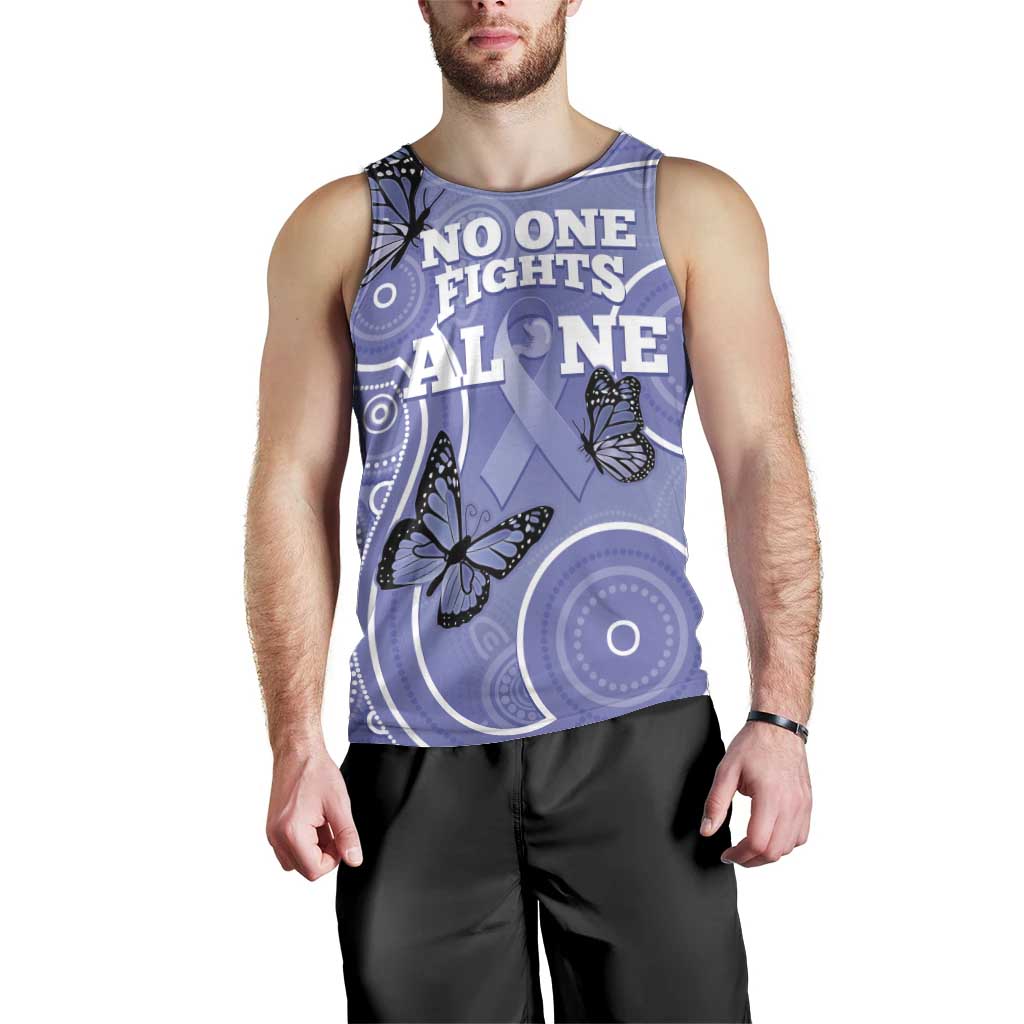 Australia Stomach Cancer Awareness Men Tank Top No One Fights Alone Aboriginal Art
