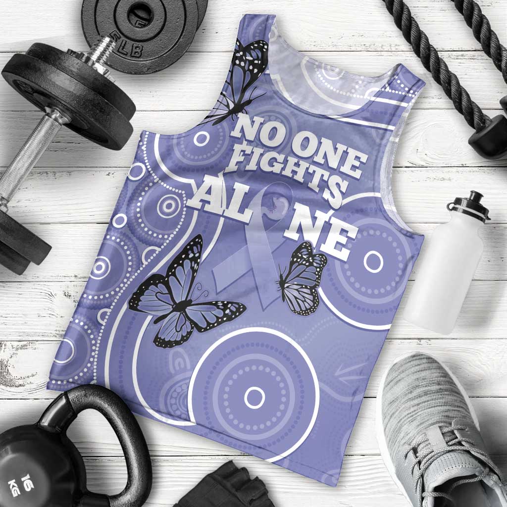 Australia Stomach Cancer Awareness Men Tank Top No One Fights Alone Aboriginal Art