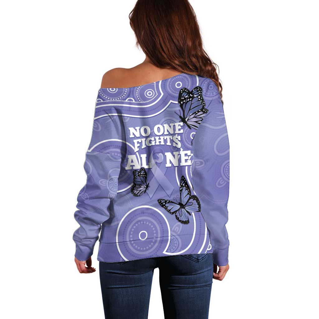 Australia Stomach Cancer Awareness Off Shoulder Sweater No One Fights Alone Aboriginal Art
