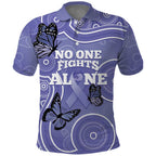 Australia Stomach Cancer Awareness Polo Shirt No One Fights Alone Aboriginal Art