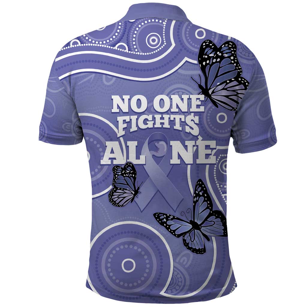 Australia Stomach Cancer Awareness Polo Shirt No One Fights Alone Aboriginal Art