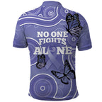 Australia Stomach Cancer Awareness Polo Shirt No One Fights Alone Aboriginal Art