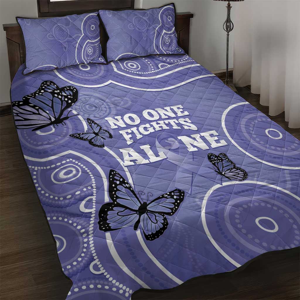 Australia Stomach Cancer Awareness Quilt Bed Set No One Fights Alone Aboriginal Art