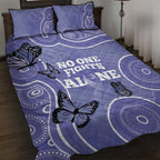 Australia Stomach Cancer Awareness Quilt Bed Set No One Fights Alone Aboriginal Art
