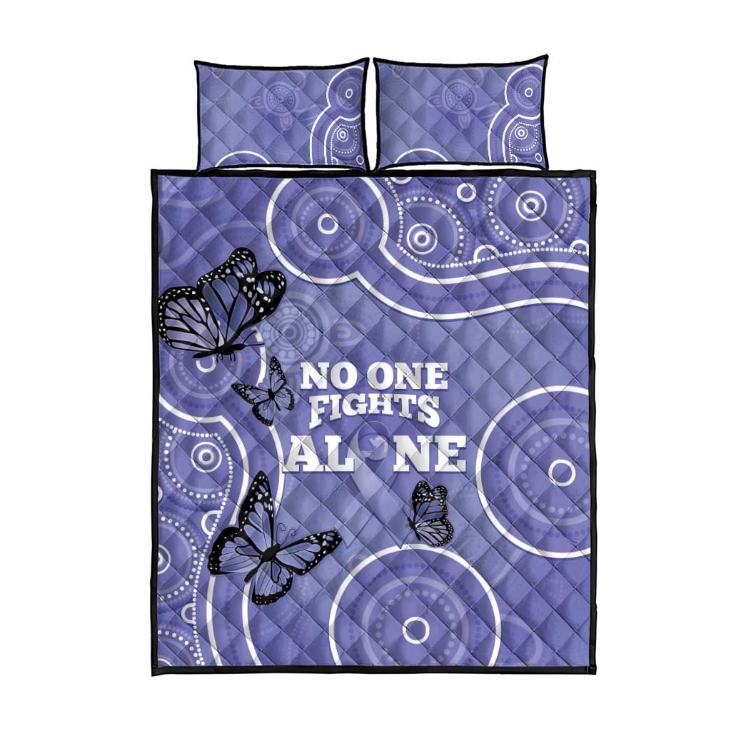 Australia Stomach Cancer Awareness Quilt Bed Set No One Fights Alone Aboriginal Art
