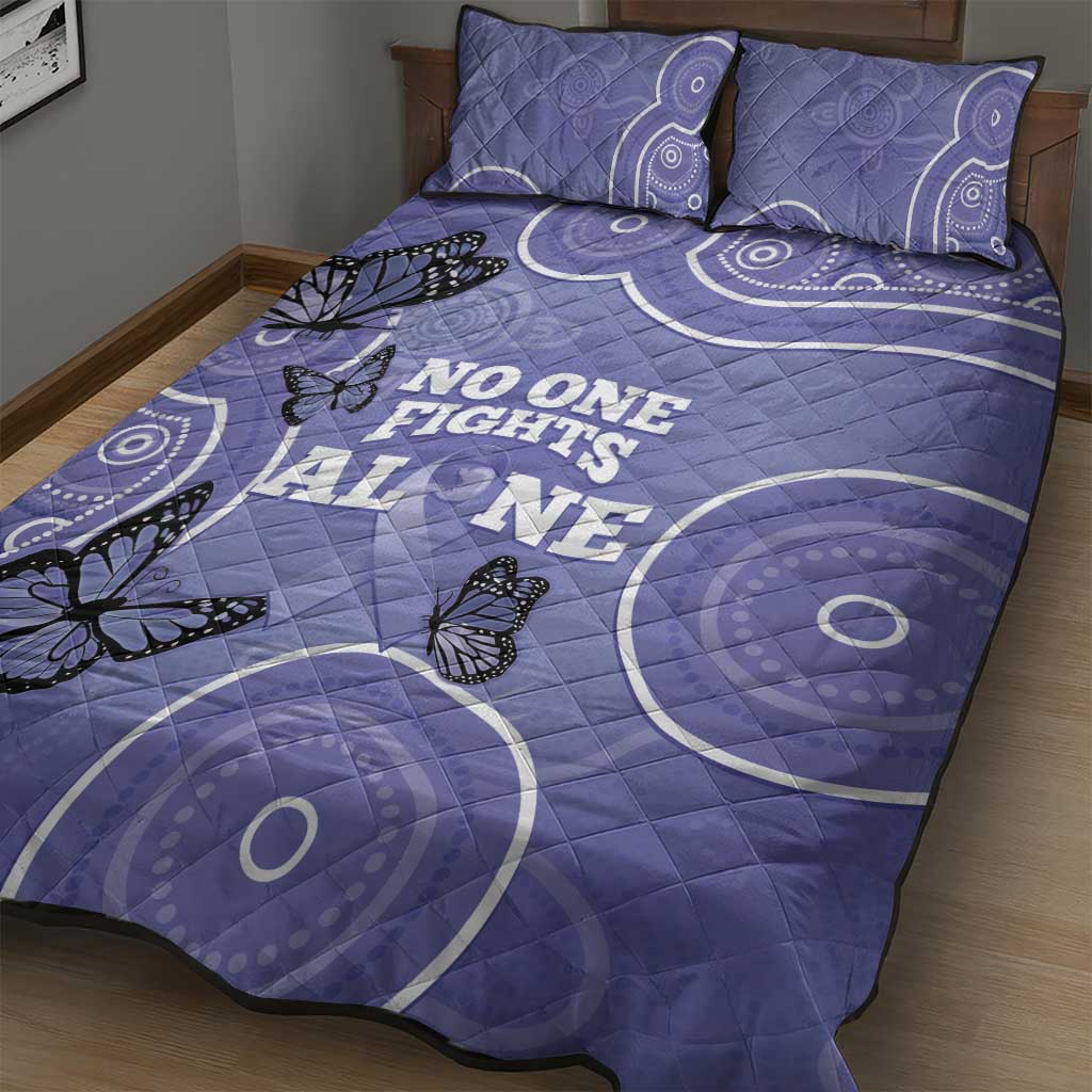 Australia Stomach Cancer Awareness Quilt Bed Set No One Fights Alone Aboriginal Art