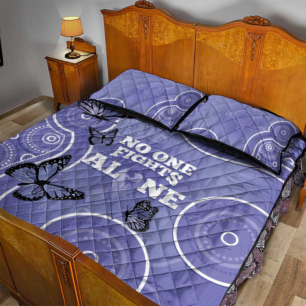Australia Stomach Cancer Awareness Quilt Bed Set No One Fights Alone Aboriginal Art