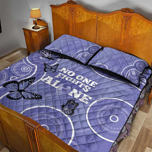 Australia Stomach Cancer Awareness Quilt Bed Set No One Fights Alone Aboriginal Art