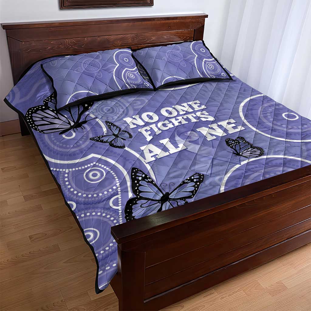 Australia Stomach Cancer Awareness Quilt Bed Set No One Fights Alone Aboriginal Art