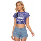 Australia Stomach Cancer Awareness Raglan Cropped T Shirt No One Fights Alone Aboriginal Art