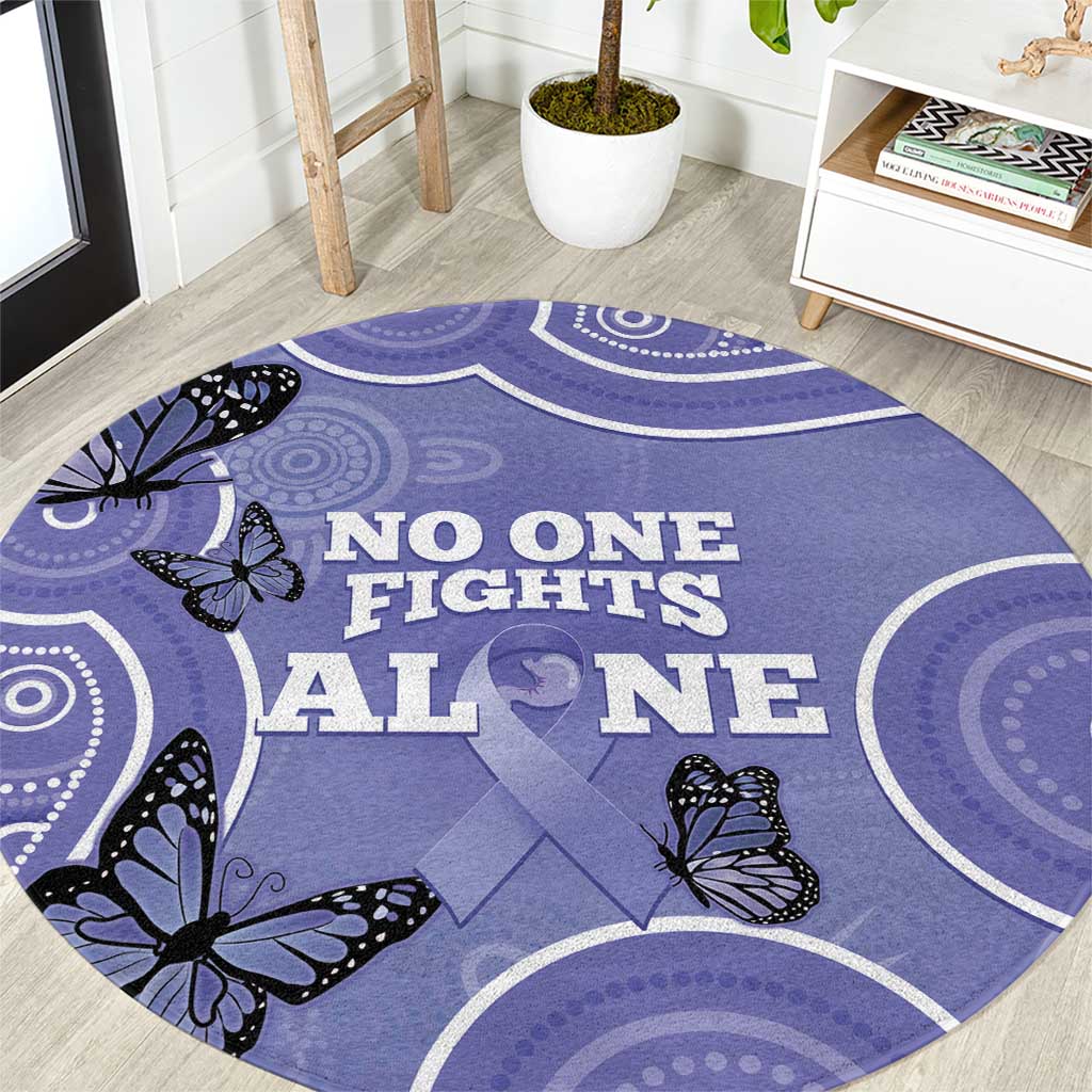 Australia Stomach Cancer Awareness Round Carpet No One Fights Alone Aboriginal Art