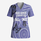 Australia Stomach Cancer Awareness Scrub Top No One Fights Alone Aboriginal Art - Aussie Hoodie