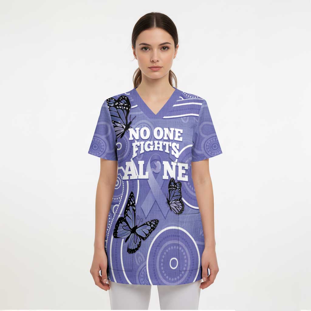 Australia Stomach Cancer Awareness Scrub Top No One Fights Alone Aboriginal Art - Aussie Hoodie