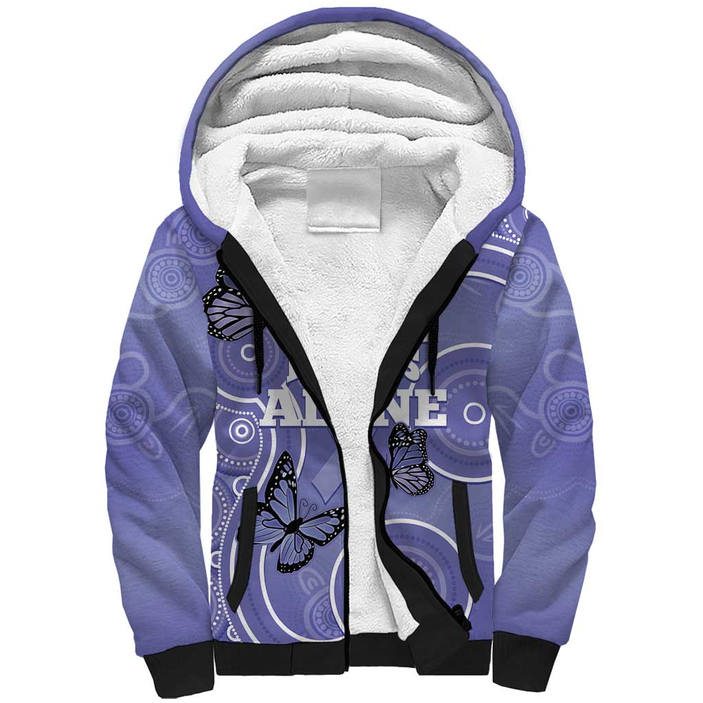 Australia Stomach Cancer Awareness Sherpa Hoodie No One Fights Alone Aboriginal Art