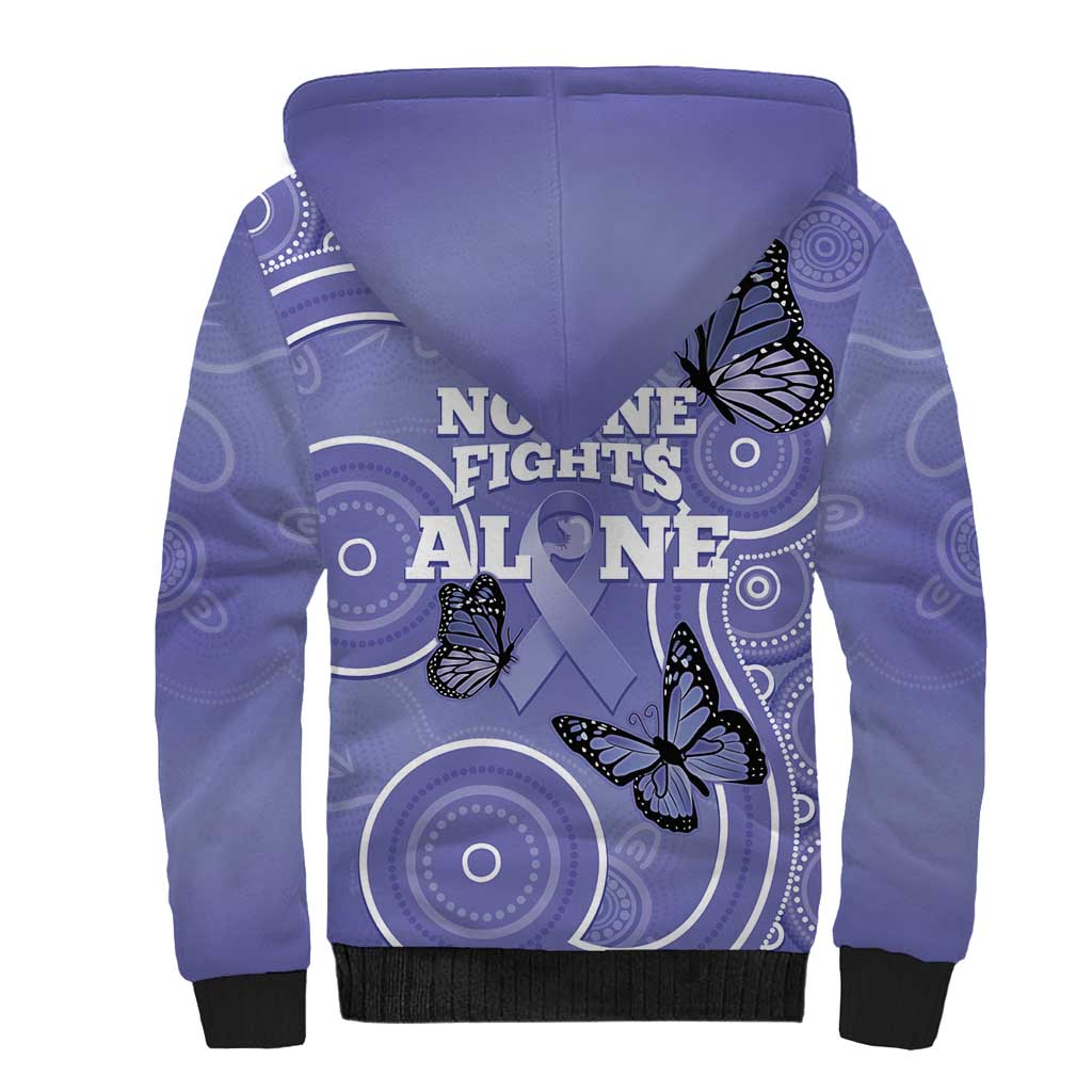 Australia Stomach Cancer Awareness Sherpa Hoodie No One Fights Alone Aboriginal Art