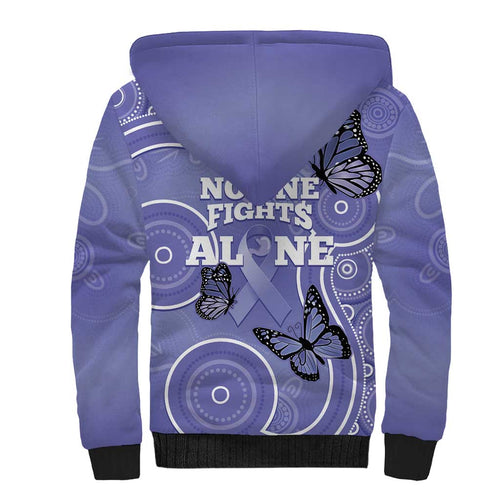 Australia Stomach Cancer Awareness Sherpa Hoodie No One Fights Alone Aboriginal Art