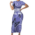 Australia Stomach Cancer Awareness Short Sleeve Bodycon Dress No One Fights Alone Aboriginal Art
