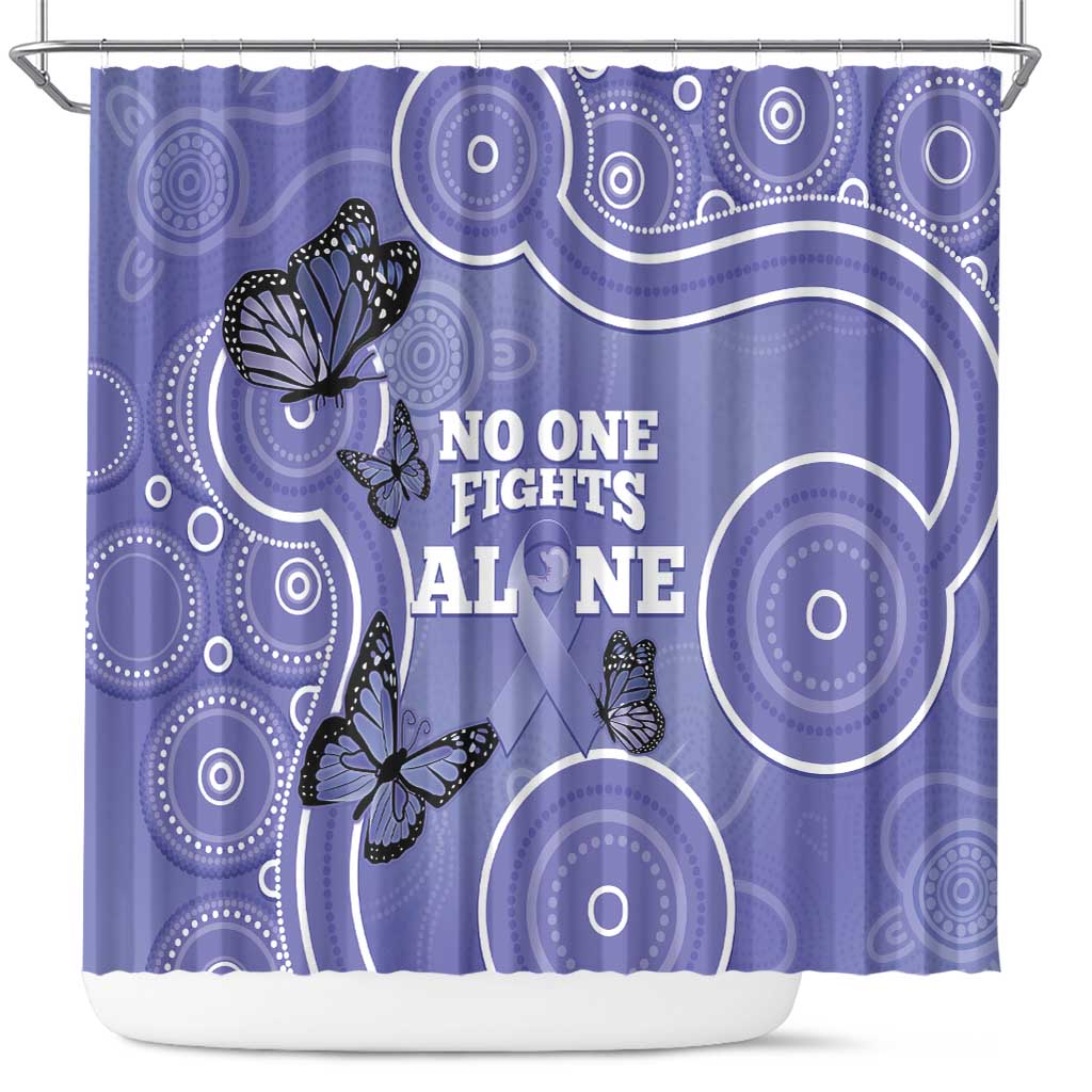 Australia Stomach Cancer Awareness Shower Curtain No One Fights Alone Aboriginal Art