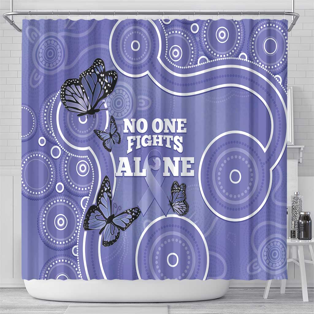 Australia Stomach Cancer Awareness Shower Curtain No One Fights Alone Aboriginal Art