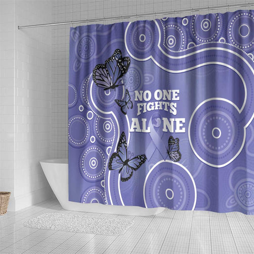 Australia Stomach Cancer Awareness Shower Curtain No One Fights Alone Aboriginal Art