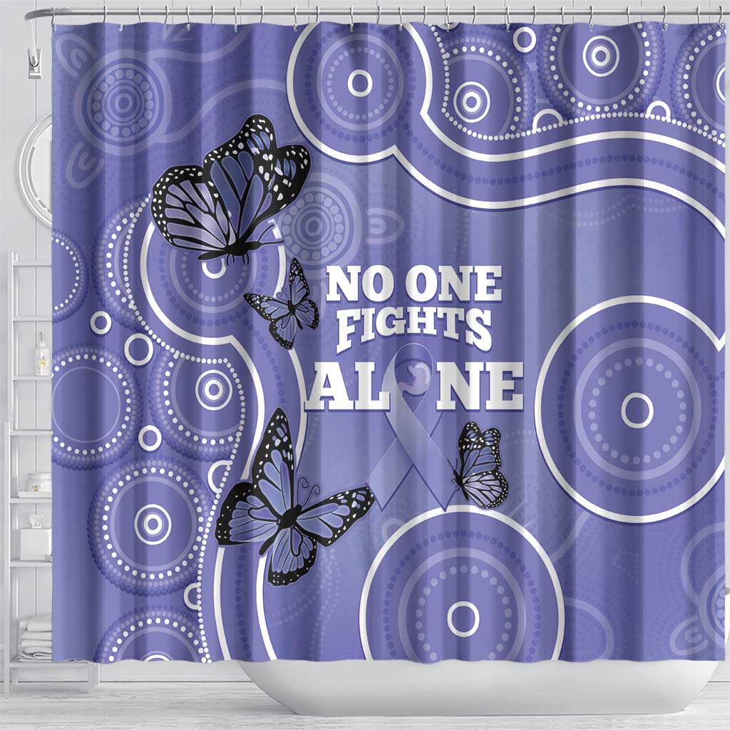 Australia Stomach Cancer Awareness Shower Curtain No One Fights Alone Aboriginal Art