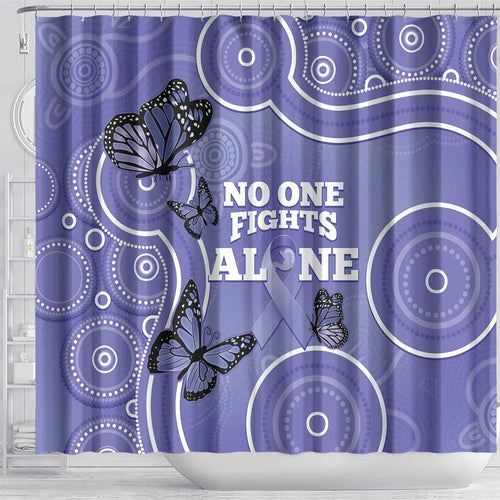 Australia Stomach Cancer Awareness Shower Curtain No One Fights Alone Aboriginal Art