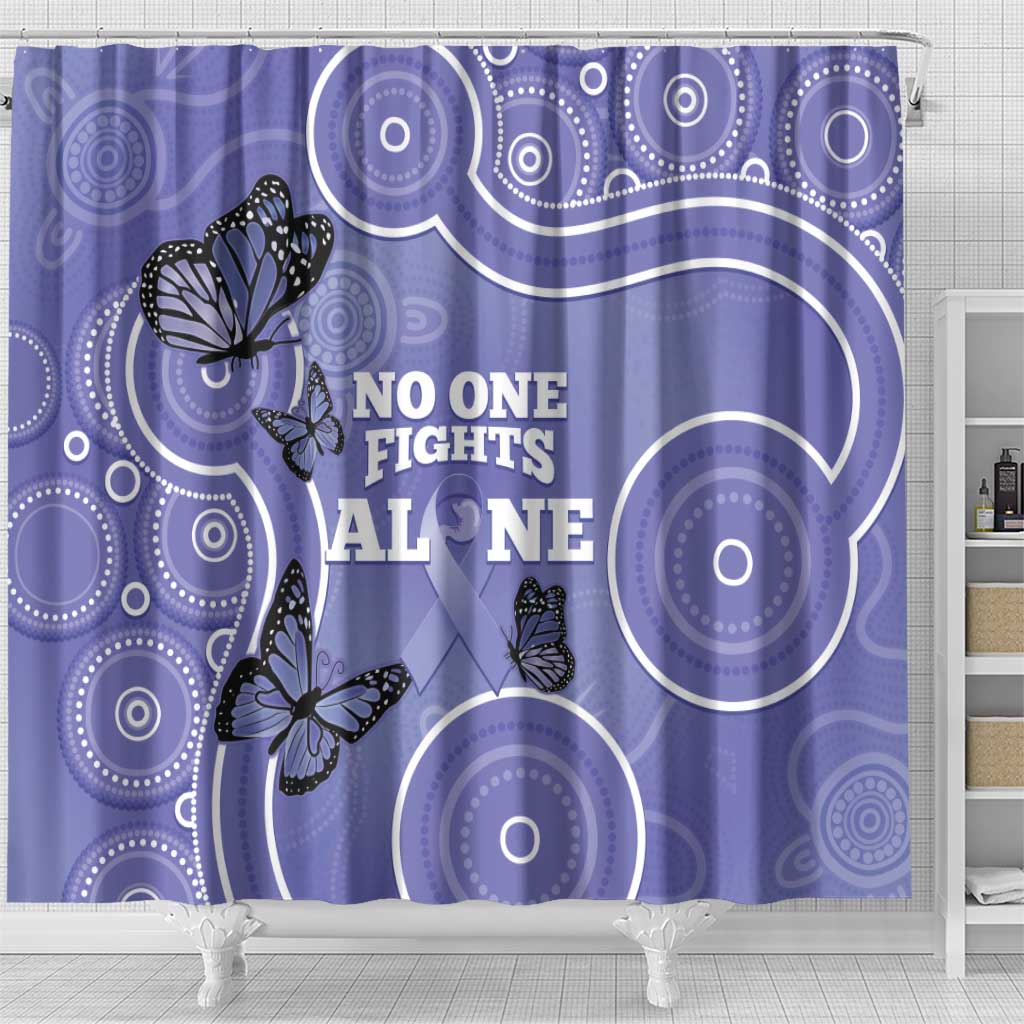Australia Stomach Cancer Awareness Shower Curtain No One Fights Alone Aboriginal Art