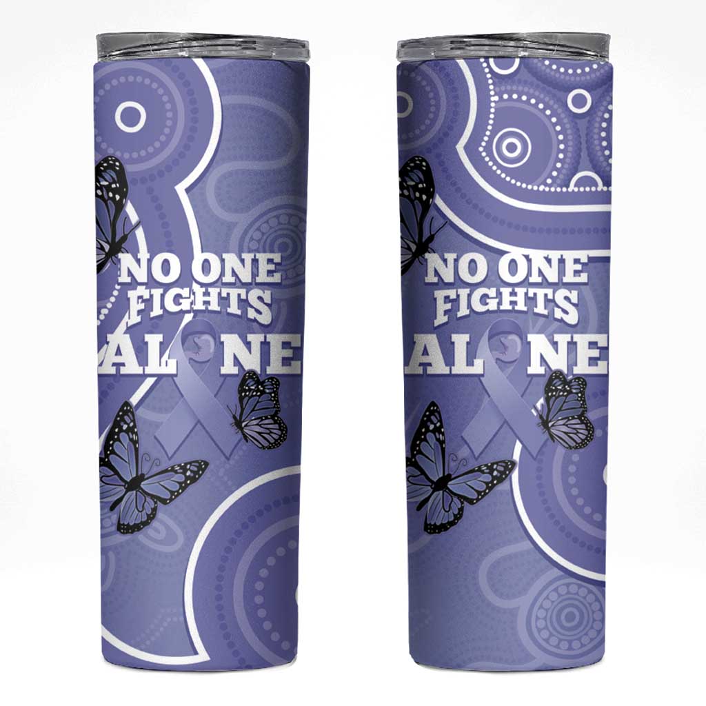 Australia Stomach Cancer Awareness Skinny Tumbler No One Fights Alone Aboriginal Art