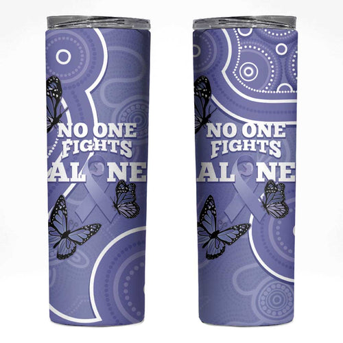 Australia Stomach Cancer Awareness Skinny Tumbler No One Fights Alone Aboriginal Art