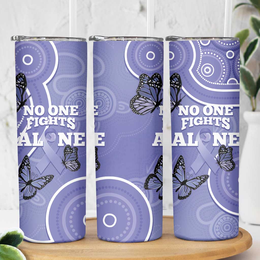 Australia Stomach Cancer Awareness Skinny Tumbler No One Fights Alone Aboriginal Art