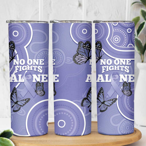 Australia Stomach Cancer Awareness Skinny Tumbler No One Fights Alone Aboriginal Art