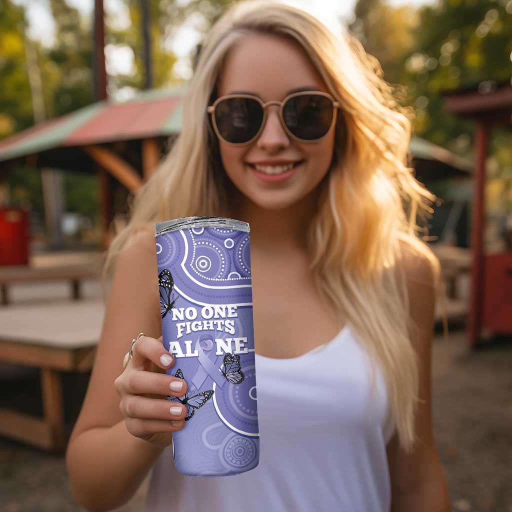 Australia Stomach Cancer Awareness Skinny Tumbler No One Fights Alone Aboriginal Art