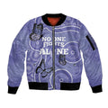 Australia Stomach Cancer Awareness Sleeve Zip Bomber Jacket No One Fights Alone Aboriginal Art