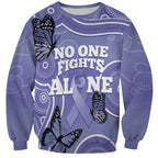 Australia Stomach Cancer Awareness Sweatshirt No One Fights Alone Aboriginal Art