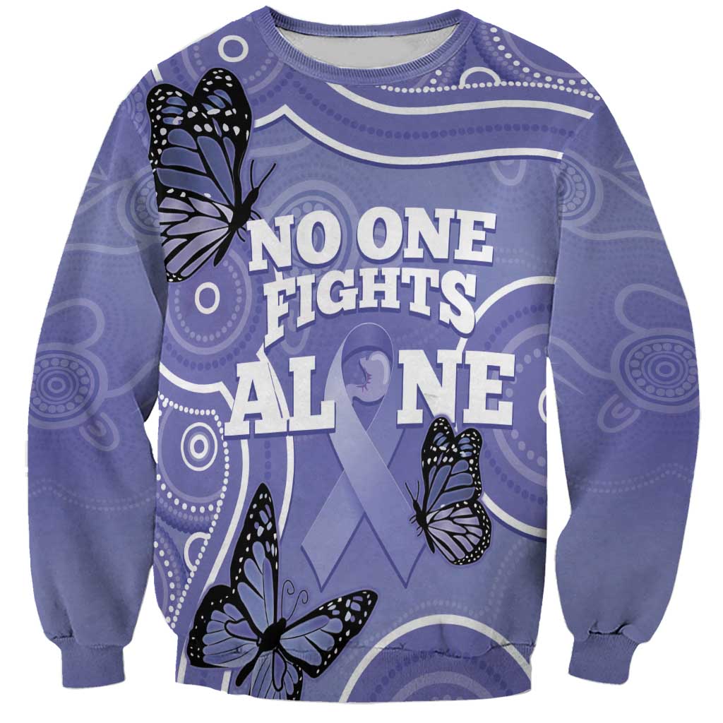 Australia Stomach Cancer Awareness Sweatshirt No One Fights Alone Aboriginal Art