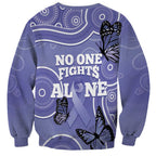 Australia Stomach Cancer Awareness Sweatshirt No One Fights Alone Aboriginal Art
