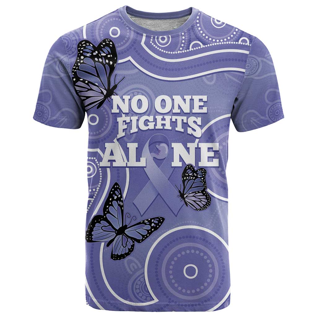 Australia Stomach Cancer Awareness T Shirt No One Fights Alone Aboriginal Art