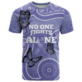 Australia Stomach Cancer Awareness T Shirt No One Fights Alone Aboriginal Art