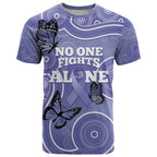 Australia Stomach Cancer Awareness T Shirt No One Fights Alone Aboriginal Art