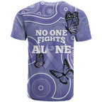 Australia Stomach Cancer Awareness T Shirt No One Fights Alone Aboriginal Art