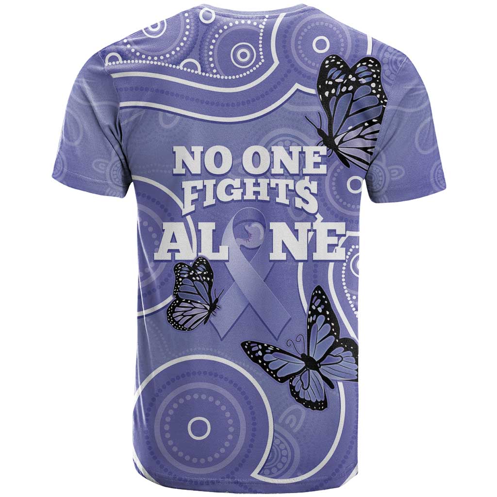 Australia Stomach Cancer Awareness T Shirt No One Fights Alone Aboriginal Art